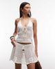 Monki Monki floral crochet beach mini skirt in white - 1
