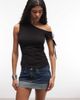 Monki Monki fold-up denim mini skirt in blue wash - 2