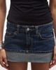 Monki Monki fold-up denim mini skirt in blue wash - 3