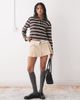 Monki Monki fold over waistband pleated mini skirt in beige-Neutral - 2
