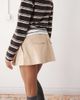 Monki Monki fold over waistband pleated mini skirt in beige-Neutral - 4