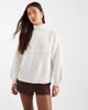 Monki Monki high neck chunky rib knit sweater with volume sleeves in white-Black - 1