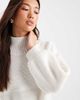 Monki Monki high neck chunky rib knit sweater with volume sleeves in white-Black - 3