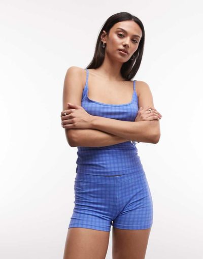 Monki Monki hotpants in blue gingham print - part of a set