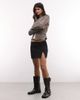 Monki Monki jersey mini skirt with front slit in black - 1