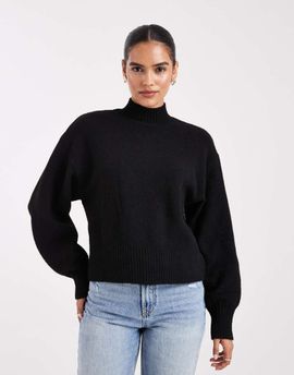 Monki Monki knit turtleneck sweater in black