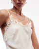 Monki Monki lace detail satin slip mini dress in off-white-Neutral - 3