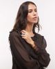 Monki Monki long sleeve ruffle mini dress in dark brown - 3