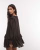 Monki Monki long sleeve ruffle mini dress in dark brown - 4