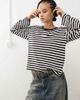 Monki Monki long sleeve top in off white and black stripes-Multi - 1