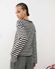 Monki Monki long sleeve top in off white and black stripes-Multi - 4