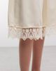 Monki Monki longline satin shorts with lace hem in off white - 3