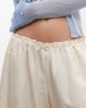 Monki Monki longline satin shorts with lace hem in off white - 4