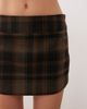 Monki Monki low rise tailored mini skirt in brown plaid - 2