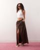 Monki Monki maxi skirt with elastic waistband in brown - 2