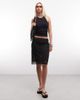 Monki Monki mesh knee length skirt in black - 2