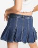 Monki Monki mini pleated tennis skirt in mid wash denim-Blue - 2