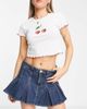 Monki Monki mini pleated tennis skirt in mid wash denim-Blue - 3