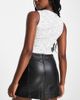 Monki Monki mini skirt with split front in black faux leather - 3