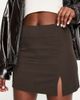 Monki Monki mini skirt with split front in chocolate brown - 3