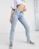 Monki Monki Moluna cotton slim leg jeans in bleach wash - MBLUE-Blues - 1