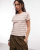 Monki Monki perfect tee in pink stripe - 1