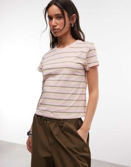 Monki Monki perfect tee in pink stripe