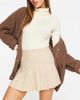 Monki Monki pleated mini skirt in beige plaid-Neutral - 1
