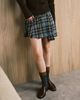 Monki Monki pleated mini skirt with asymmetric hem in green plaid-Blue - 4