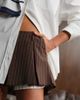 Monki Monki pleated mini skirt with frayed edge and pocket detail in brown stripe - 3