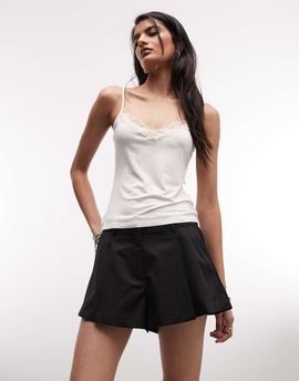 Monki Monki pleated tailored shorts in black
