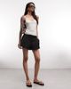 Monki Monki pleated tailored shorts in black - 3