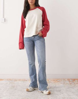 Monki Monki pocket detail flared jeans in denim blue wash