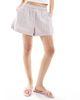 Monki Monki pull on boxer shorts with foldable waistband in light pink stripe - 1