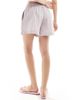 Monki Monki pull on boxer shorts with foldable waistband in light pink stripe - 3