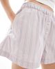 Monki Monki pull on boxer shorts with foldable waistband in light pink stripe - 4