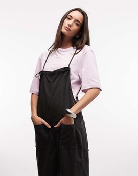 Monki Monki relaxed fit cotton cami jumpsuit in black wash