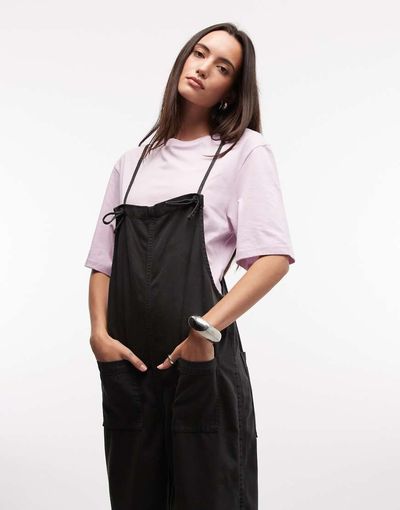 Monki Monki relaxed fit cotton cami jumpsuit in black wash