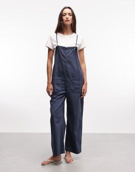 Monki Monki relaxed fit cotton cami jumpsuit in blue wash