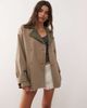 Monki Monki reversible short trench coat with contrast brown collar in tan-Neutral - 1