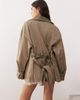 Monki Monki reversible short trench coat with contrast brown collar in tan-Neutral - 3