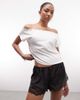 Monki Monki satin lace shorts in black - 1