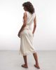 Monki Monki satin look lace midi skirt in beige-Neutral - 2