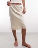 Monki Monki satin look lace midi skirt in beige-Neutral - 3