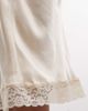 Monki Monki satin look lace midi skirt in beige-Neutral - 4