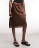 Monki Monki satin look lace midi skirt in brown - 4