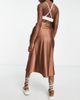 Monki Monki satin maxi skirt in brown - 2