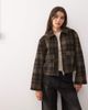 Monki Monki short collared jacket with wool in brown check - 1