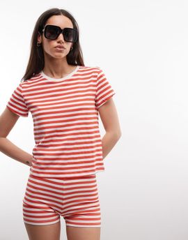 Monki Monki short sleeve T-shirt in red and white stripes - part of a set