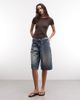 Monki Monki slim fit baby tee in dark brown-Black - 2